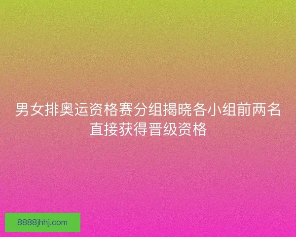 男女排奥运资格赛分组揭晓各小组前两名直接获得晋级资格 男女排奥运资格赛分组揭晓各小组前两名直接获得晋级资格